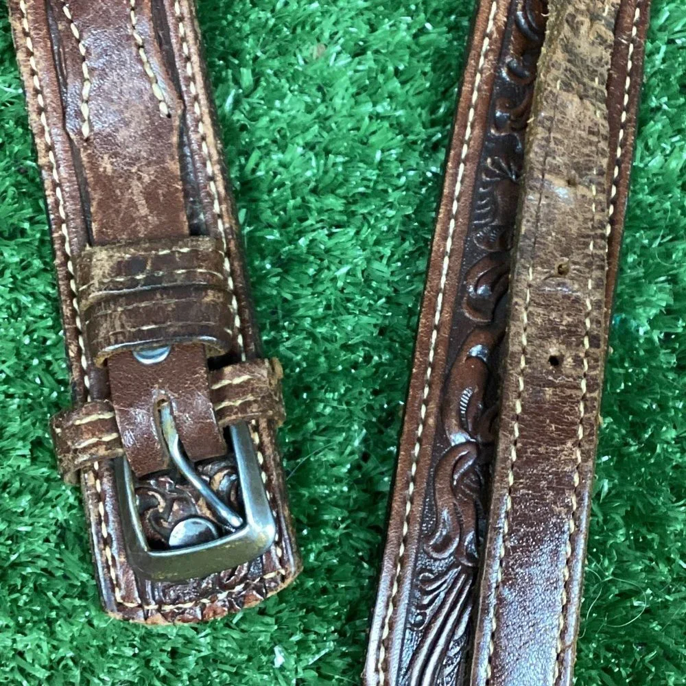 Brown Tooled Leather Belt 41